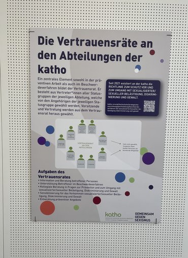 Das Plakat zeigt in einer Graphik die Zusammensetzung und die Aufgaben des Vertrauensrats-