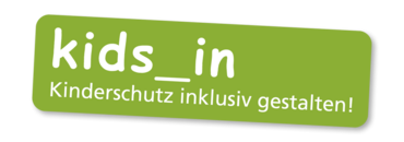 Logo mit Schriftzug "kids_in - Kinderschutz inklusiv gestalten!"