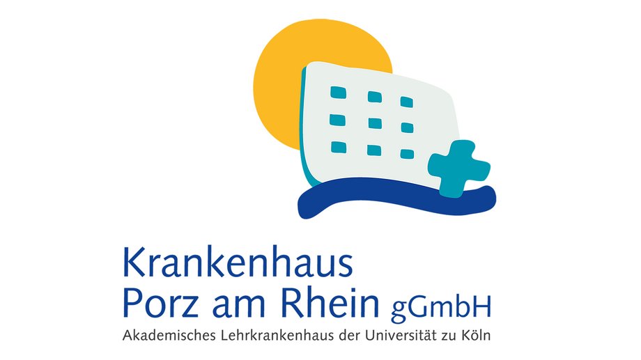 Es wird das Logo des Krankenhauses Porz am Rhein gezeigt.