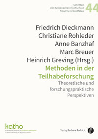 Cover des Buches "Methoden in der Teilhabeforschung. Theoretische und forschungspraktische Perspektiven, herausgegeben von Friedrich Dieckmann, Christiane Rohleder, Anne Banzhaf, Marc Breuer und Heinrich Greving