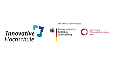 Logos der Innovativen Hochschule, des Bundesministeriums für Bildung und Forschung sowie der GWK (Gemeinsame Wissenschaftskonferenz)