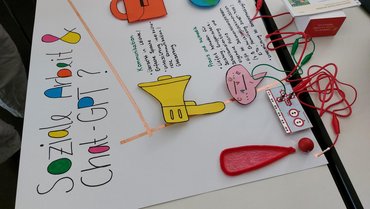Bunter Plakatausschnitt mit der Überschrift: Soziale Arbeit und Chat-GPT?