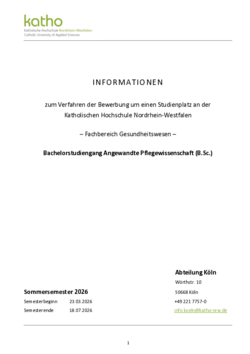 Informationsblatt zur Studienplatzbewerbung Vollstudium