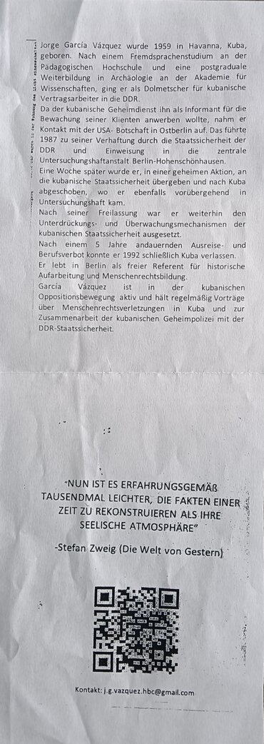 Ein maschinengeschriebener Auszug über das Leben des ehemaligen Häftlings