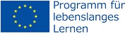 Logo vom Programm für lebenslanges Lernen. Rechts ist die Europaflagge, blauer Hintergrund mi 12 gelben Sternen im Kreis angeordnet. Rechts daneben der Schriftzug "Programm für lebenslanges Lernen".