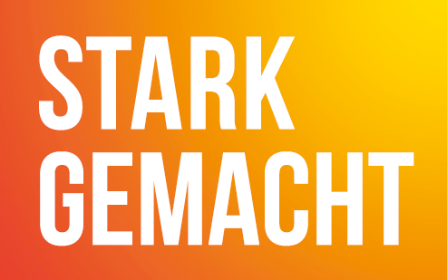 Stark gemacht auf orangem Hintergrund - im 50 Jahre katho-Layout